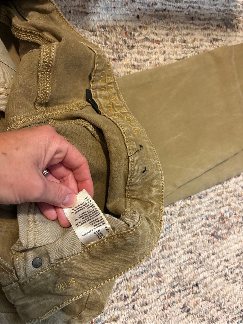 Men's Olive/tan Jeans - Classic slim Straight Fit